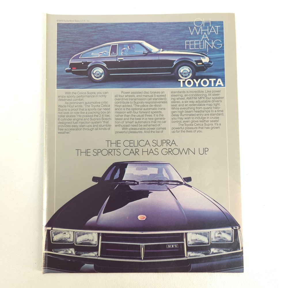 Toyota Celica Supra Print Ad 1980 Vintage Japanese Sports Car Garage Decor JDM